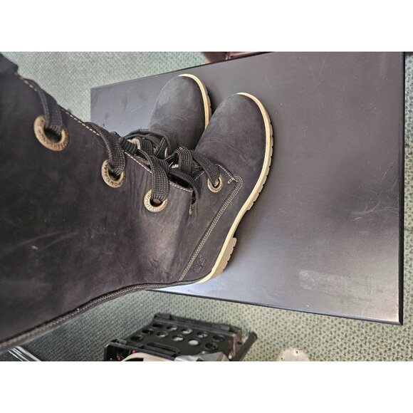 Womens Timberland Fur Tongue black Leather Tall Boots Size 6M - Picture 4 of 11